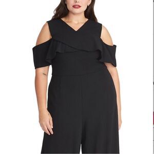 Rachel Roy Women's Plus Jolie Cold Shoulder Jumpsuit Black Size 20W